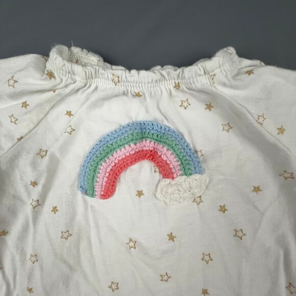 Mud Pie Baby Gown 0-3 Months Rainbow Applique Star Print Cotton Sleeper - Picture 3 of 7